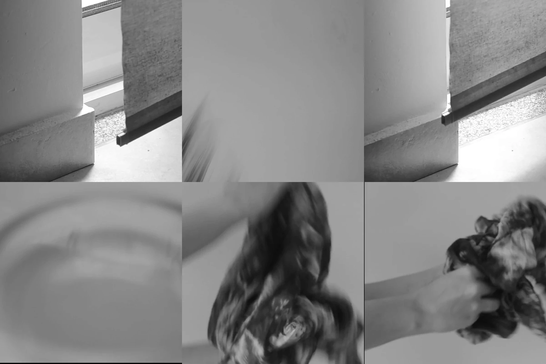 Six monochrome stills from the face sequences used in the (In)significâncias installation